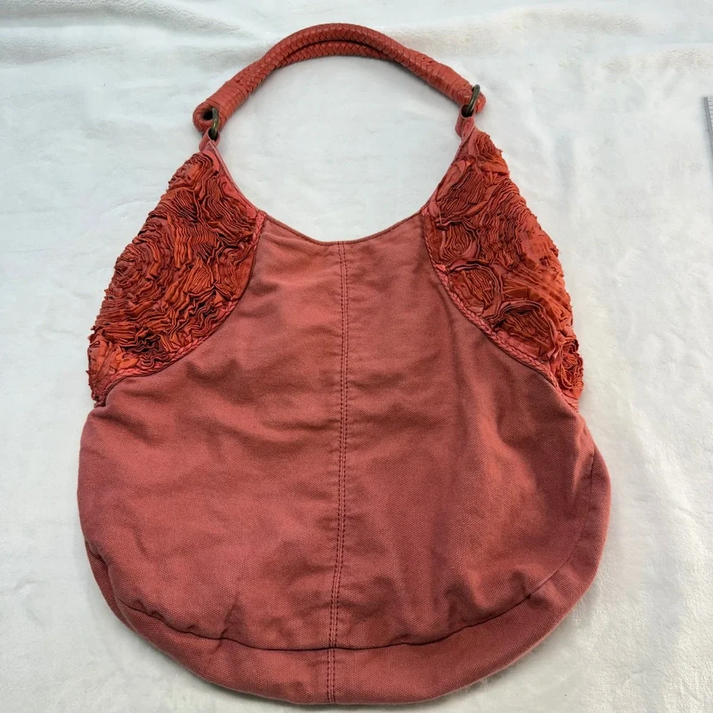 Anthropologie Miss Albright Philadelphia Hobo Handbag Desert Coral Shoulder Bag